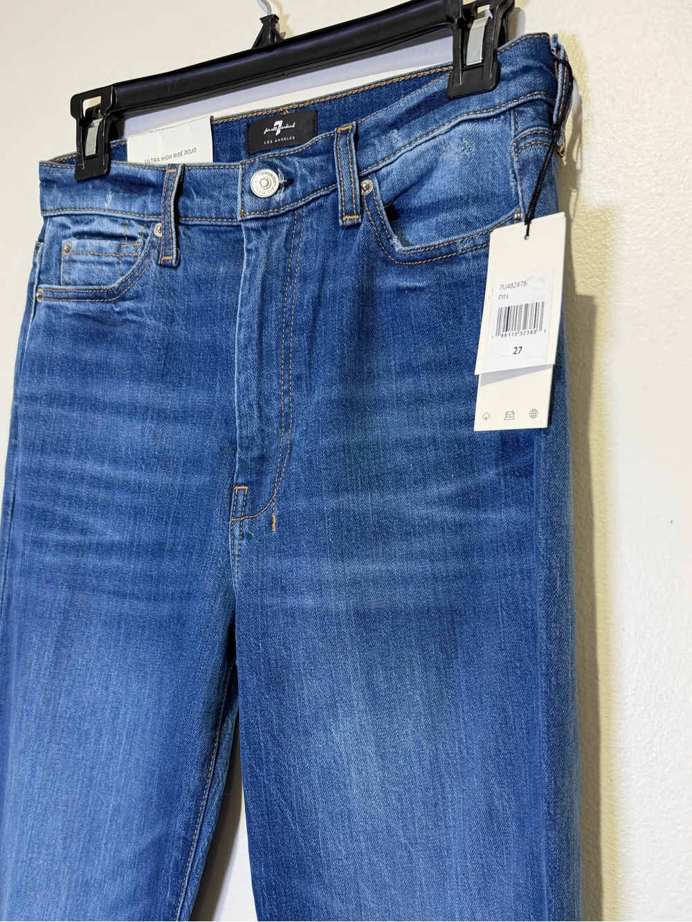 NWT 7 For All Mankind Dojo Ultra High Rise Flare Jeans Medium Wash Size 27 - Picture 6 of 13